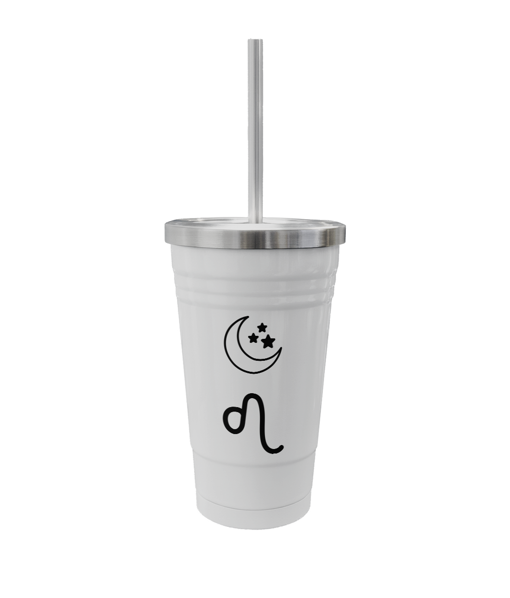 Stainless Steel Zodiac Tumbler – 16oz with Straw