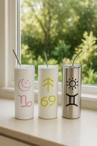 600ml White Stainless Steel Tumbler with Straw The Big Three Collection