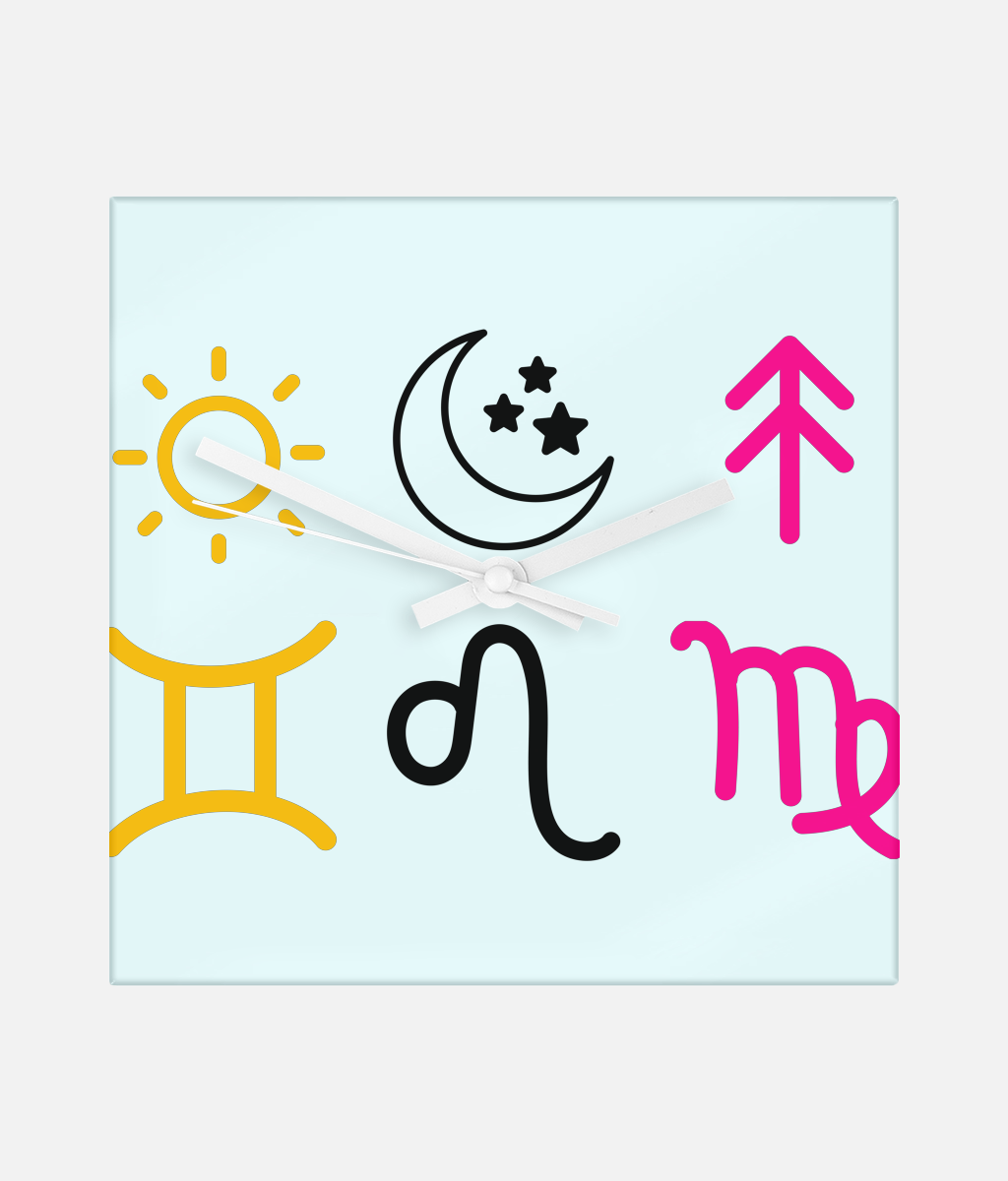 Personalised Glass Clock – Custom Zodiac or City Design for Stylish Home Décor & Gifts