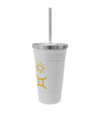 Stainless Steel Zodiac Tumbler – 16oz with Straw
