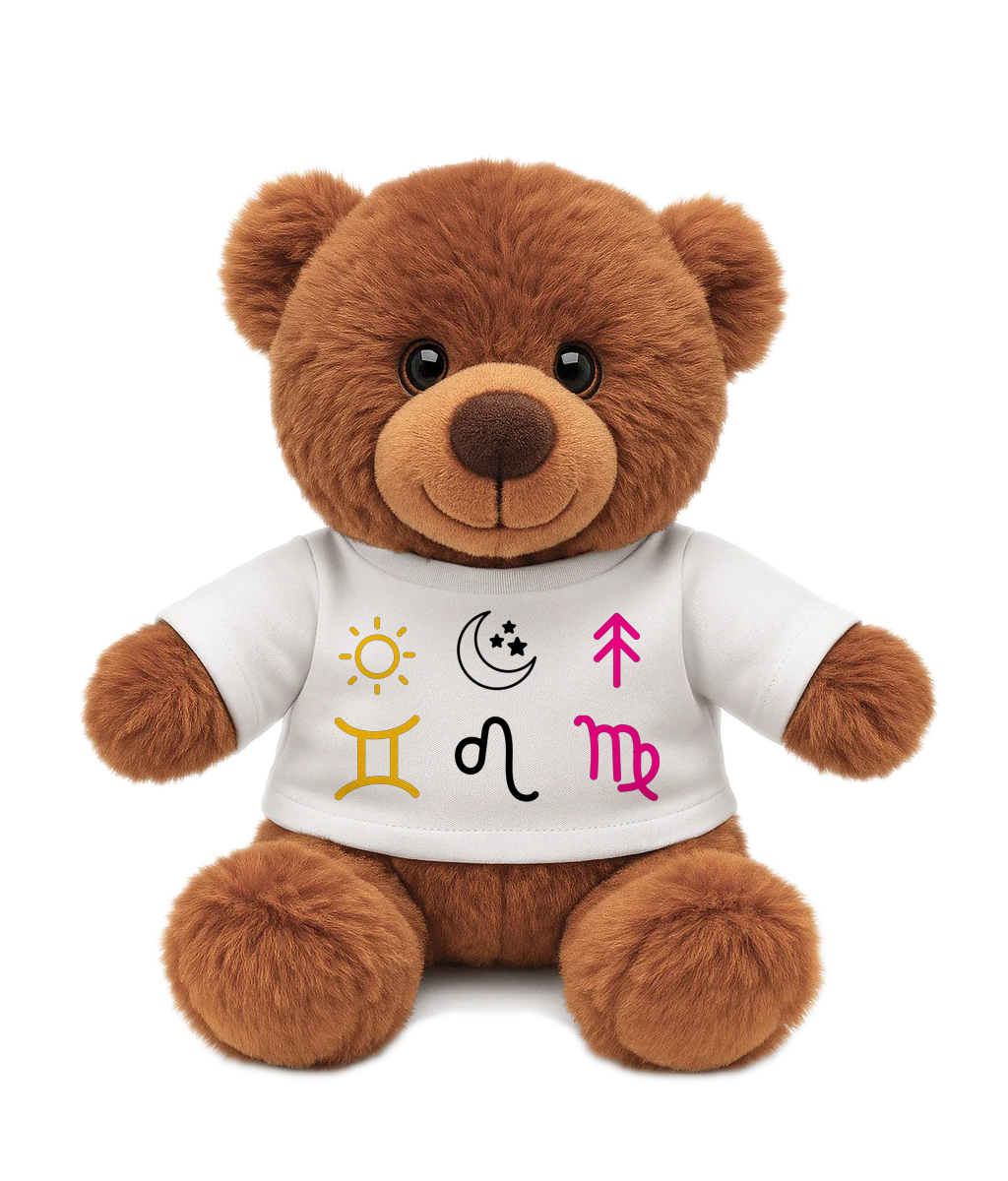 Brown Personalised Teddy Bear – Zodiac or City Design