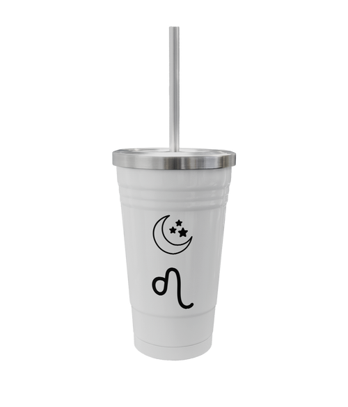 Stainless Steel Zodiac Tumbler – 16oz with Straw