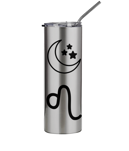 600ml Silver Stainless Steel Tumbler with Straw The Big Three Collection