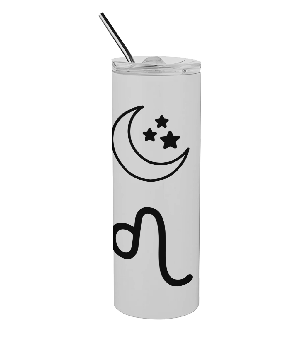 600ml White Stainless Steel Tumbler with Straw The Big Three Collection