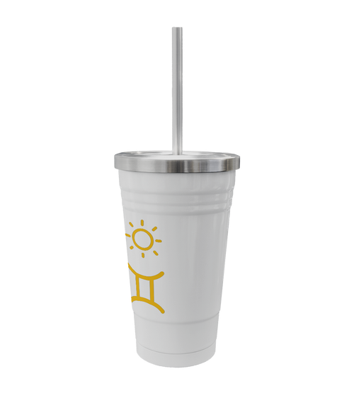 Stainless Steel Zodiac Tumbler – 16oz with Straw