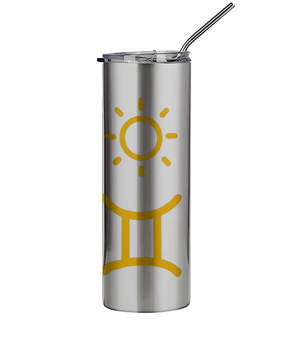 600ml Silver Stainless Steel Tumbler with Straw The Big Three Collection