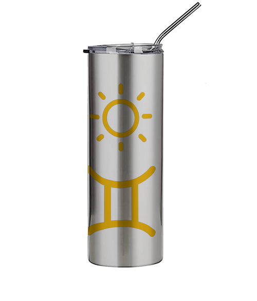 600ml Silver Stainless Steel Tumbler with Straw The Big Three Collection