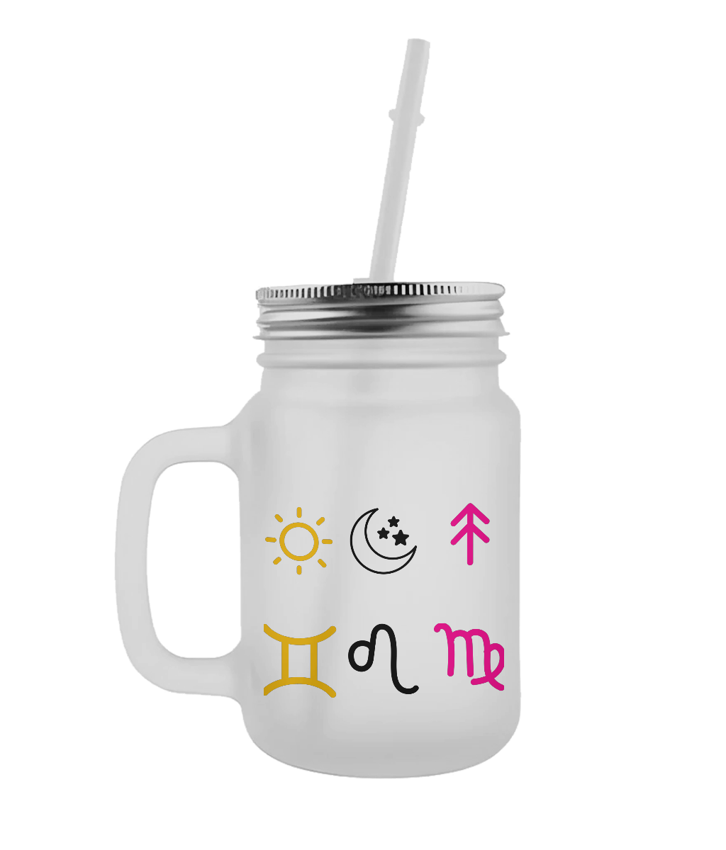 Personalised Mason Jar – Frosted Glass with Lid & Straw testing