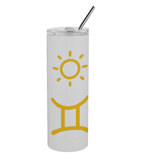 Moonbeam Tumbler in white 600ml stainless steel astrology drinkware with reusable straw personalise with your sun, moon, rising signs sun, moon, rising signs and symbols come in pink, black and yellow. Customers can select what colours they would like their sun-moon-rising signs & symbols to be Moonbeam Tumbler close up white stainless steel astrology drinkware
Moonbeam Tumbler with straw  celestial drinkware for everyday use
Moonbeam Tumbler lifestyle photo  astrology‑inspired hydration bottle
