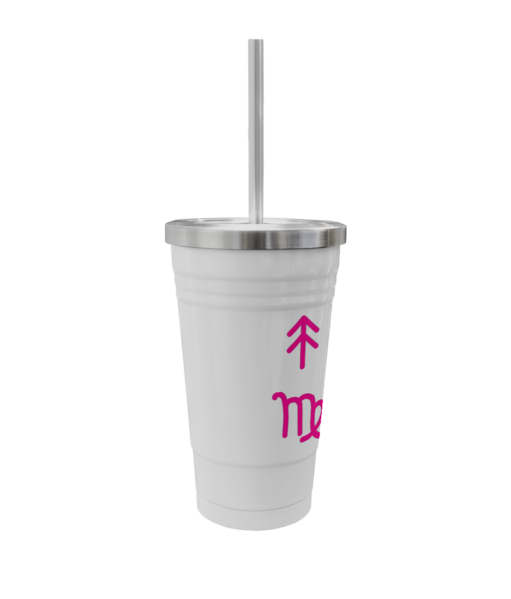 Stainless Steel Zodiac Tumbler – 16oz with Straw