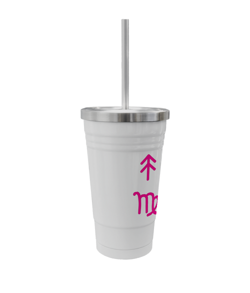 Stainless Steel Zodiac Tumbler – 16oz with Straw