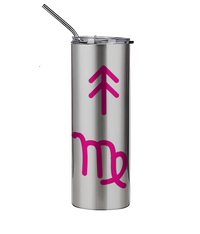 600ml Silver Stainless Steel Tumbler with Straw The Big Three Collection